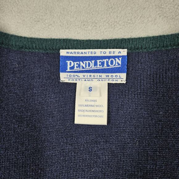 Vintage Pendleton Sweater Womens S 100% Merino Wool Button Pocket Cardigan Blue - Picture 8 of 13